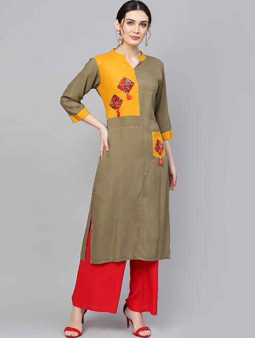 kaantha & patch work kurta with palazzo set - 16052499 - Very Small Image - 1