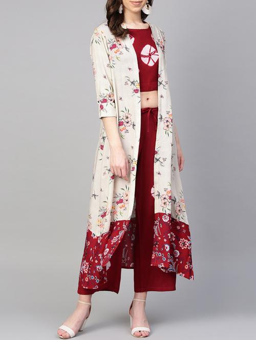 shibori top pant with floral print jacket set - 16052502 - Very Small Image - 1