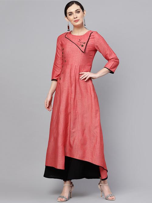 embroidered asymmetric kurta - 16052533 - Very Small Image - 1