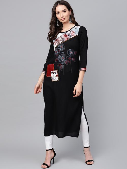 floral straight kurta - 16052544 - Very Small Image - 1