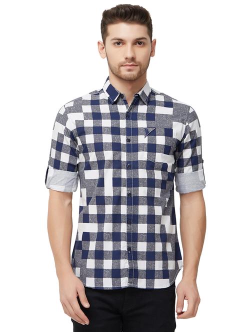 blue checkered casual shirt - 16052759 - Very Small Image - 1