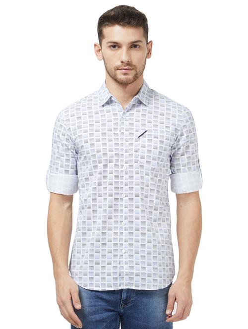 grey checkered casual shirt - 16052768 - Very Small Image - 1