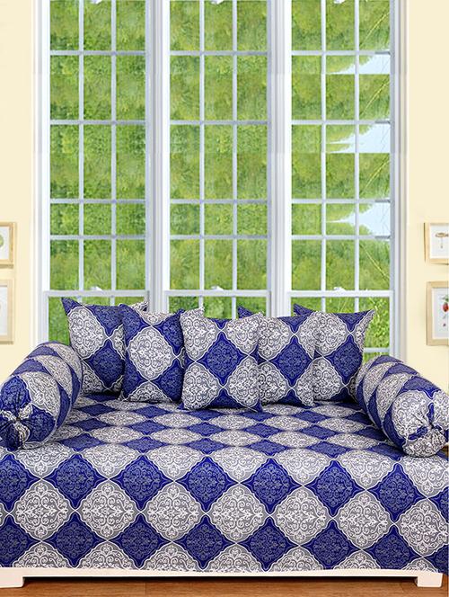 set of 8 cotton printed diwan set - 16052945 - Very Small Image - 1
