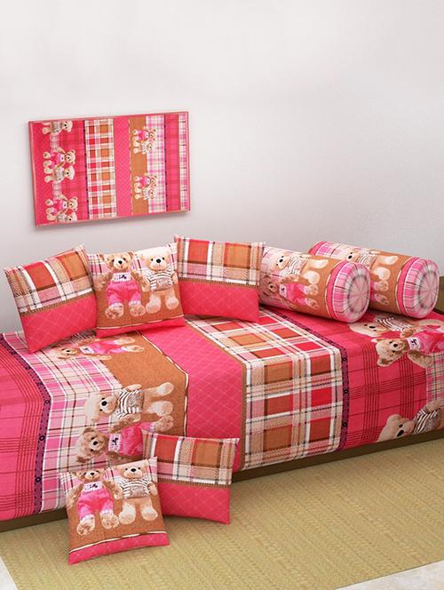 set of 8 cotton printed diwan set - 16052949 - Very Small Image - 1