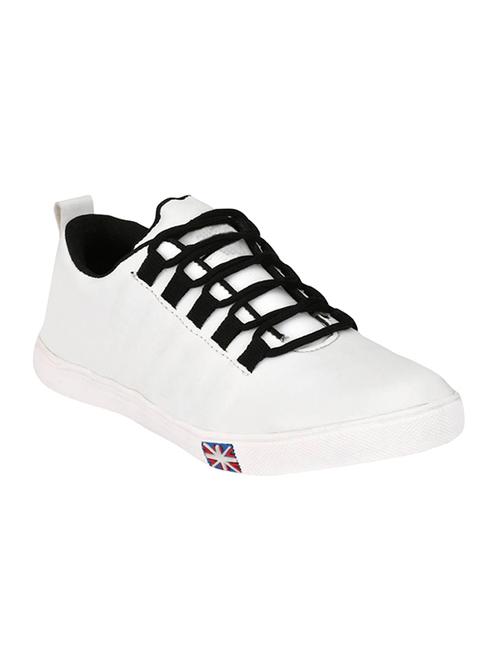 white leatherette lace up sneakers - 16053038 - Very Small Image - 1