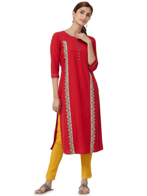 embroidered straight kurta - 16053400 - Very Small Image - 1