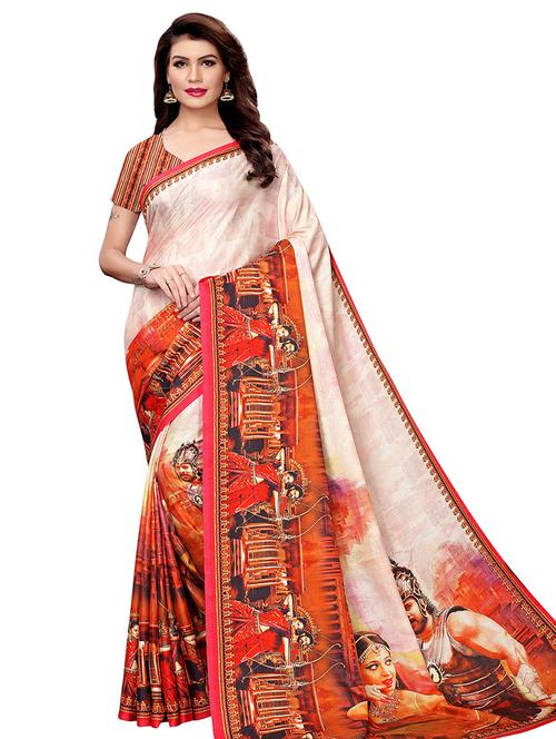 digital graphic printed saree with blouse - 16053599 - Very Small Image - 1