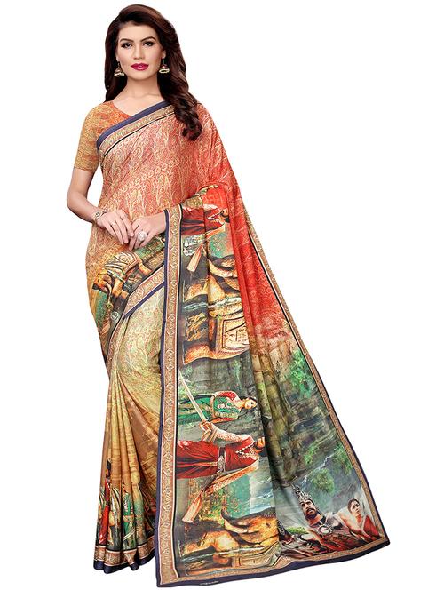 digital graphic printed saree with blouse - 16053606 - Very Small Image - 1