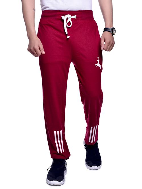 red cotton full length track pant - 16053909 - Very Small Image - 1