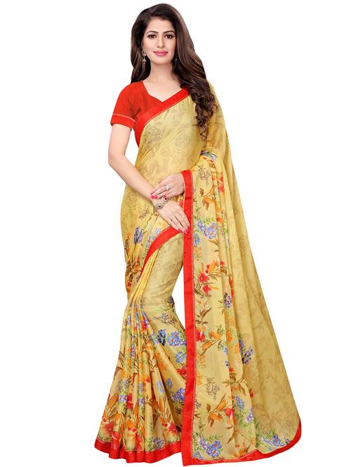 floral printed saree with blouse - 16054378 - Very Small Image - 1