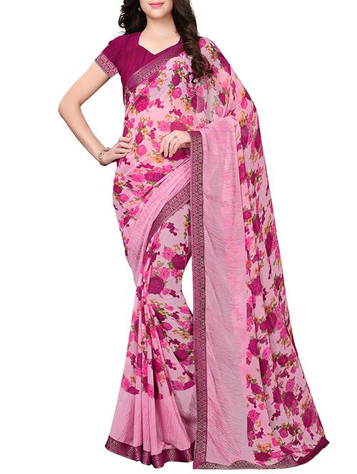 floral printed saree with blouse - 16054393 - Very Small Image - 1