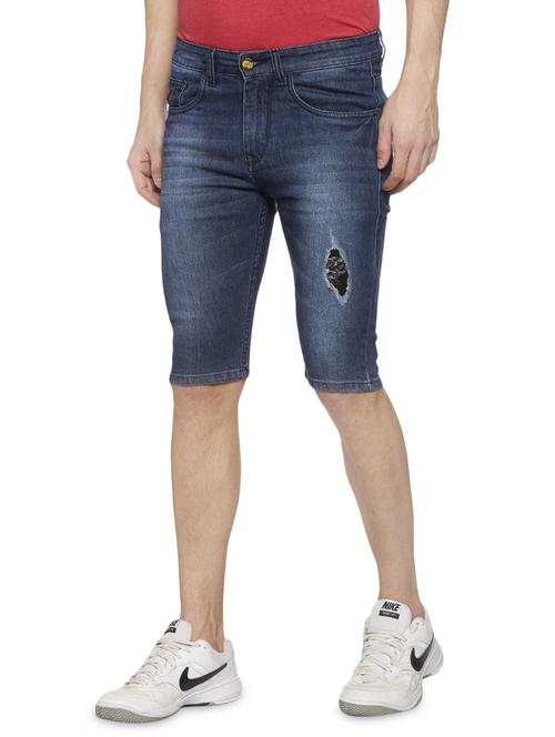 blue washed ripped denim shorts - 16054693 - Very Small Image - 1