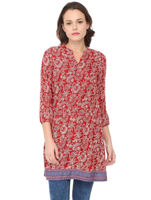 mandarin neck floral tunic - 16054737 - Very Small Image - 1