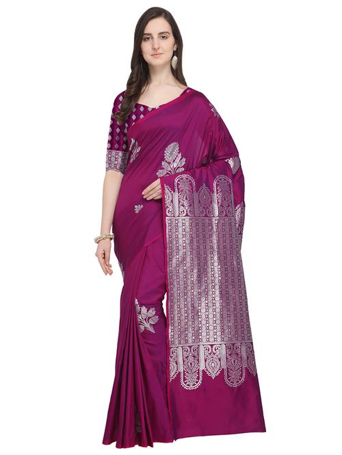 floral zari motif banarasi saree with blouse - 16054754 - Very Small Image - 1