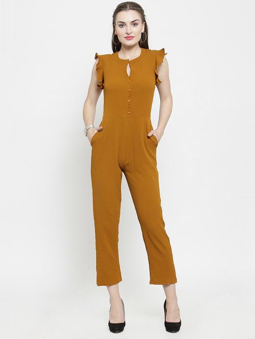 ruffle sleeved full leg jumpsuit - 16054825 - Very Small Image - 1