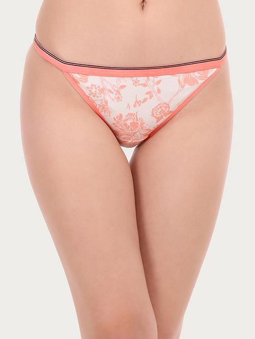 contrast seam floral bikini panty - 16055211 - Very Small Image - 1