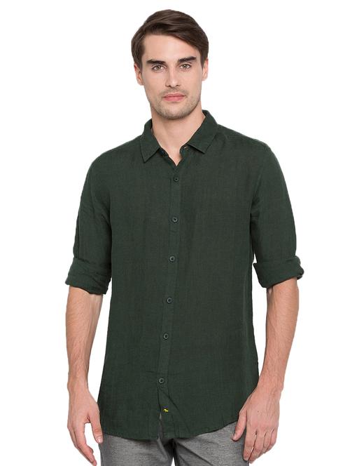 green solid casual shirt - 16055541 - Very Small Image - 1
