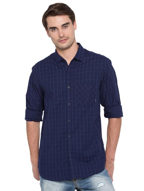 blue checkered casual shirt - 16055548 - Very Small Image - 1