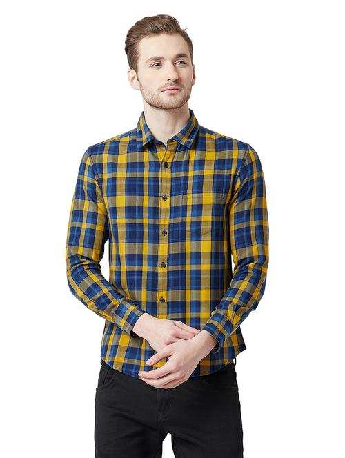 yellow checkered casual shirt - 16055565 - Very Small Image - 1