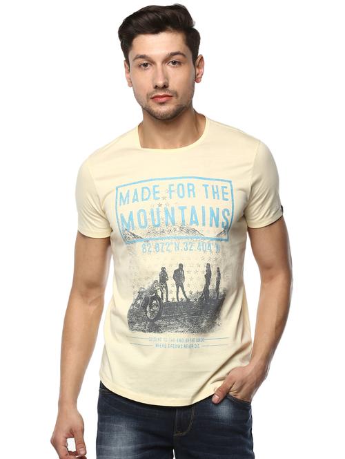 yellow front print t-shirt - 16055619 - Very Small Image - 1
