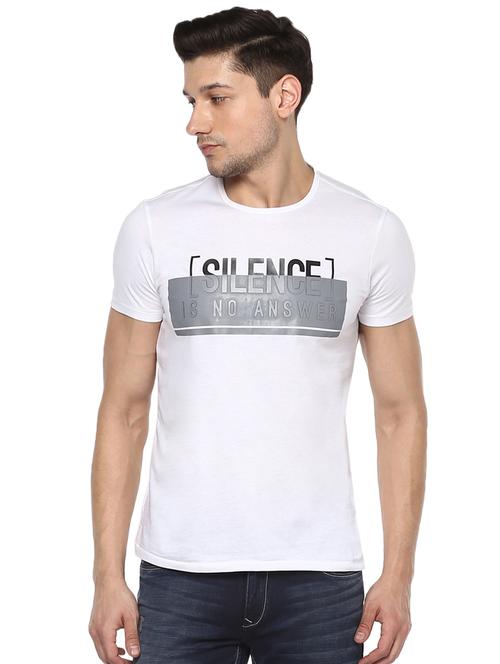 white typographic chest print t-shirt - 16055645 - Very Small Image - 1