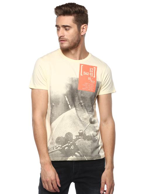 yellow front print t-shirt - 16055647 - Very Small Image - 1