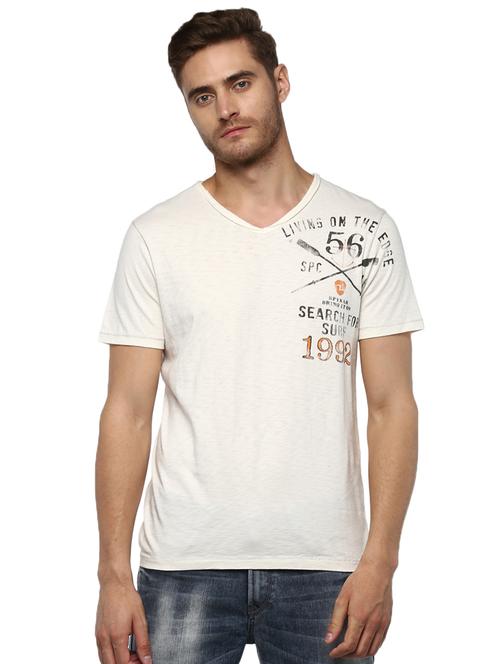 white typographic chest print t-shirt - 16055711 - Very Small Image - 1