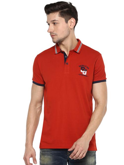 orange solid polo t-shirt - 16055742 - Very Small Image - 1