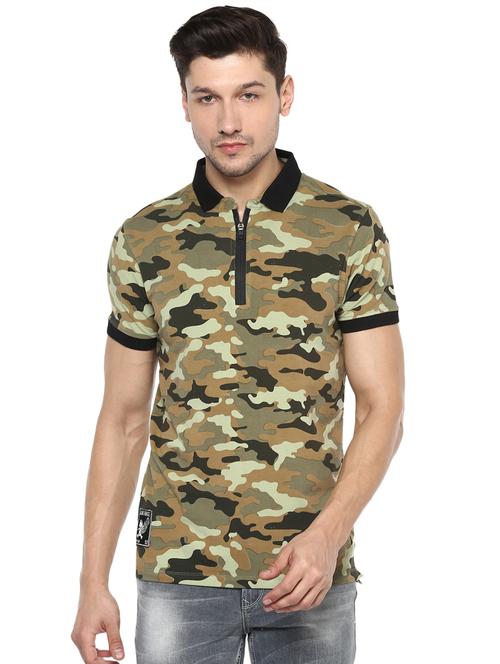 green camouflage all over print t-shirt - 16055767 - Very Small Image - 1