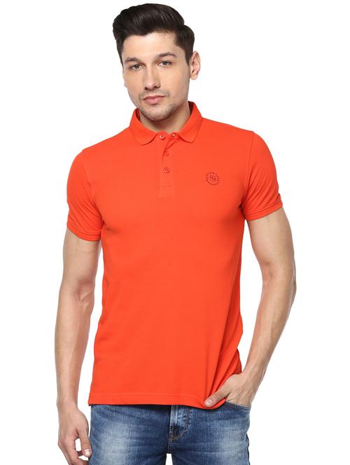 orange solid polo t-shirt - 16055781 - Very Small Image - 1