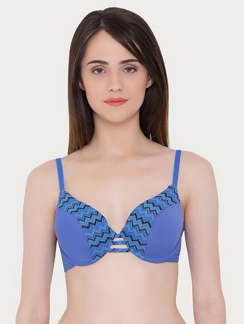 chevron printed plunge bra - 16056012 - Very Small Image - 1
