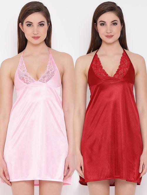 set of 2 halter neck lace detail babydoll - 16056609 - Very Small Image - 1