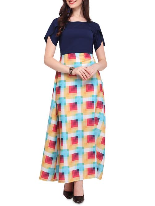 overlap sleeved geometric maxi dress - 16057047 - Very Small Image - 1