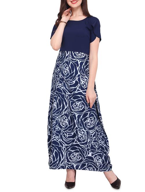 overlap sleeved floral maxi dress - 16057048 - Very Small Image - 1