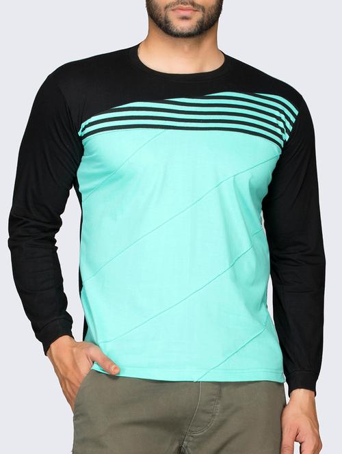 turquoise striped round neck tshirt - 16057065 - Very Small Image - 1