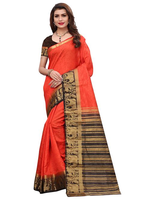 contrast zari border woven saree - 16057229 - Very Small Image - 1