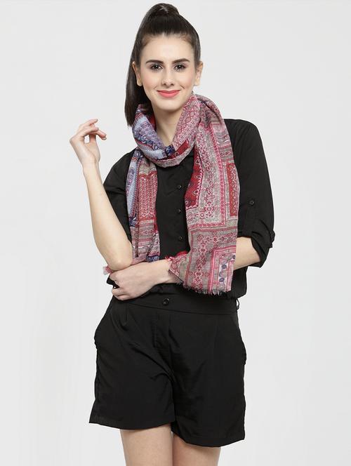 red cotton stole - 16057417 - Very Small Image - 1