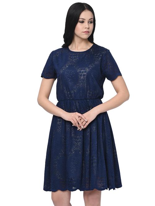 scallop hem laced flared dress - 16057588 - Very Small Image - 1