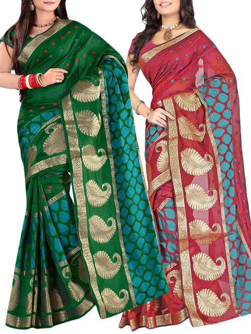 embroidered combos saree with blouse - 16057604 - Very Small Image - 1