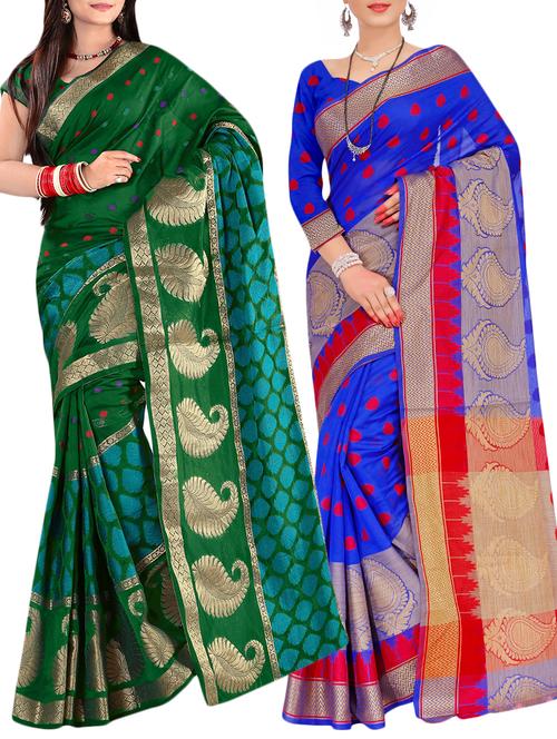 embroidered combos saree with blouse - 16057615 - Very Small Image - 1