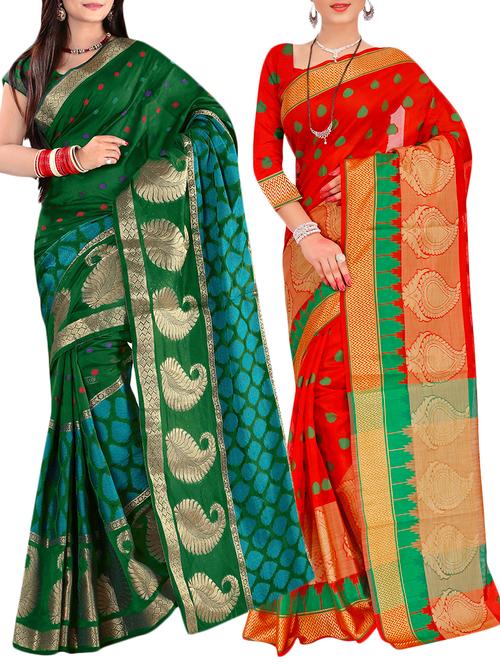 embroidered combos saree with blouse - 16057617 - Very Small Image - 1