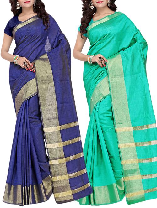 combo banarasi saree with blouse - 16057645 - Very Small Image - 1