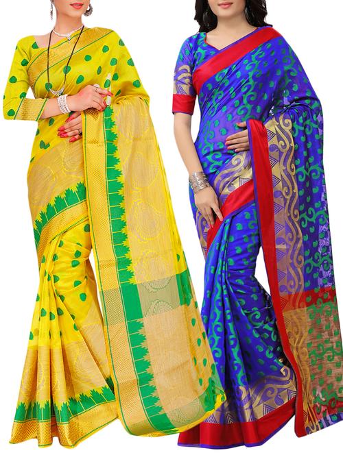 combo banarasi saree with blouse - 16057658 - Very Small Image - 1