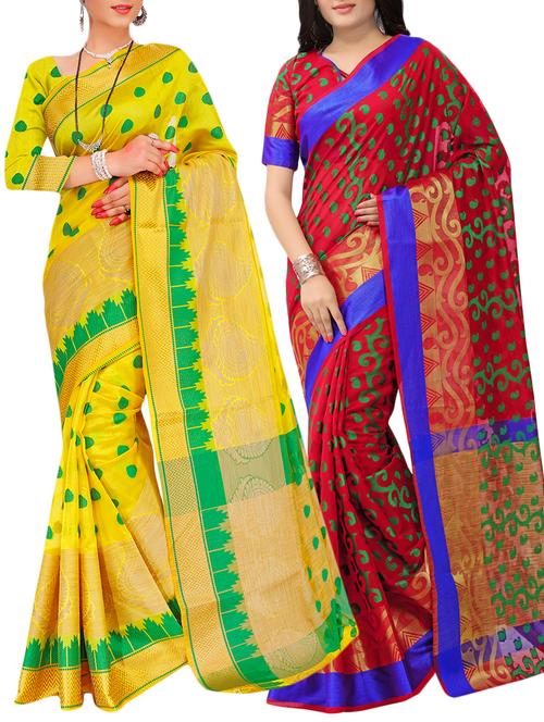 combo banarasi saree with blouse - 16057659 - Very Small Image - 1
