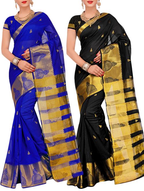 combo banarasi saree with blouse - 16057663 - Very Small Image - 1