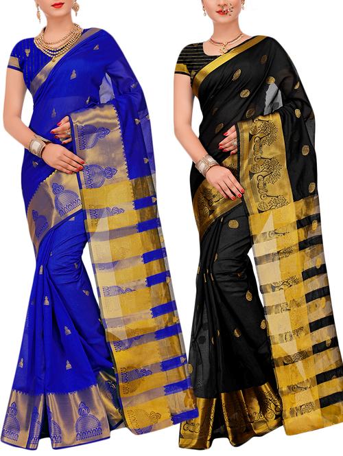 combo banarasi saree with blouse - 16057666 - Very Small Image - 1