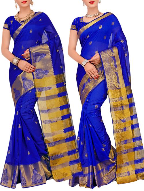 combos banarasi saree with blouse - 16057669 - Very Small Image - 1