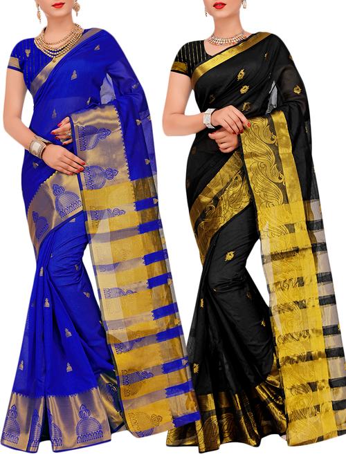 combos banarasi saree with blouse - 16057670 - Very Small Image - 1