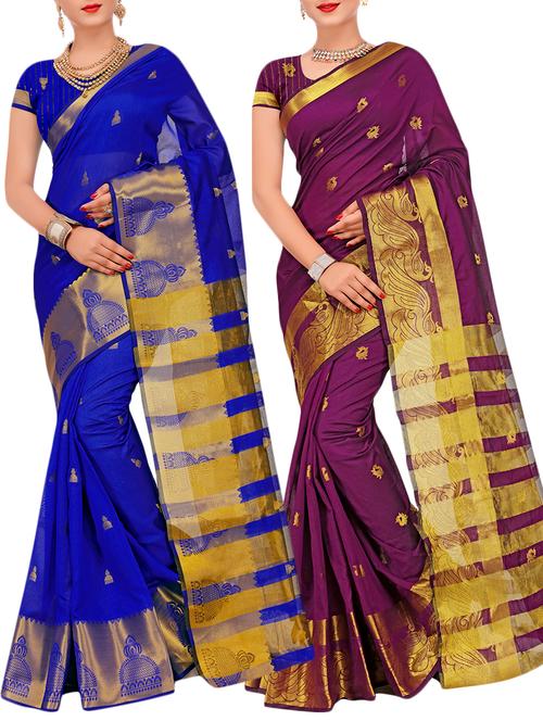 combos banarasi saree with blouse - 16057671 - Very Small Image - 1