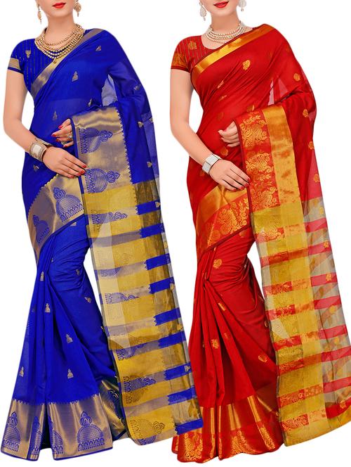 combos banarasi saree with blouse - 16057675 - Very Small Image - 1